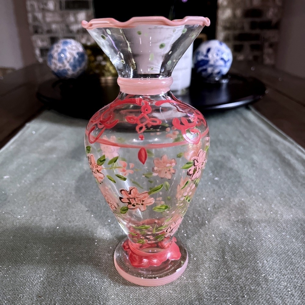 Tracy Porter Vintage Hand-Painted Glass Bud Vase~EUC